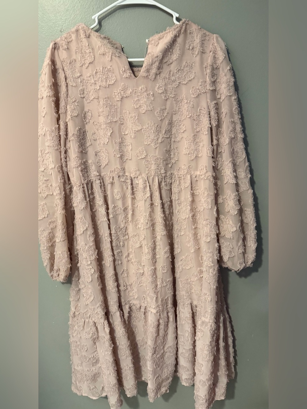 Women’s Midi Textured Long Sleeve Tiered Dress